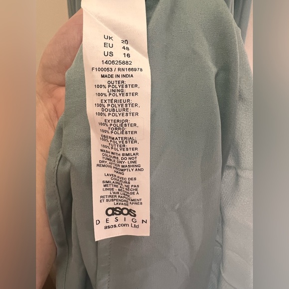 ASOS Design Dusty Blue Pleated Maxi Dress Ruffle Halter Formal Wedding Guest - Picture 10 of 11